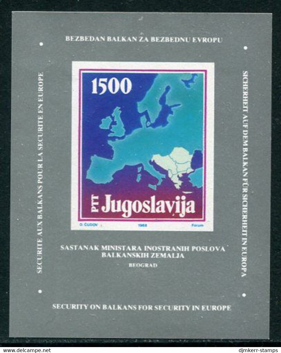 YUGOSLAVIA 1988 Balkan Foreign Ministers' Conference Block MNH / **.  Michel Block 31 - Nuevos