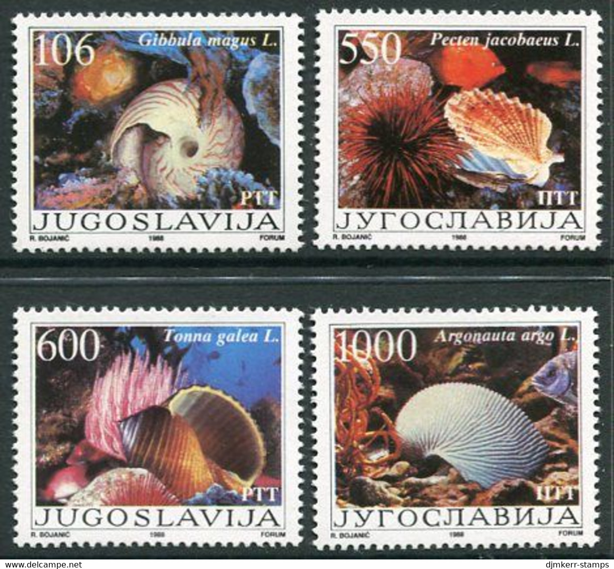 YUGOSLAVIA 1988 Molluscs MNH / **.  Michel 2275-78 - Ungebraucht