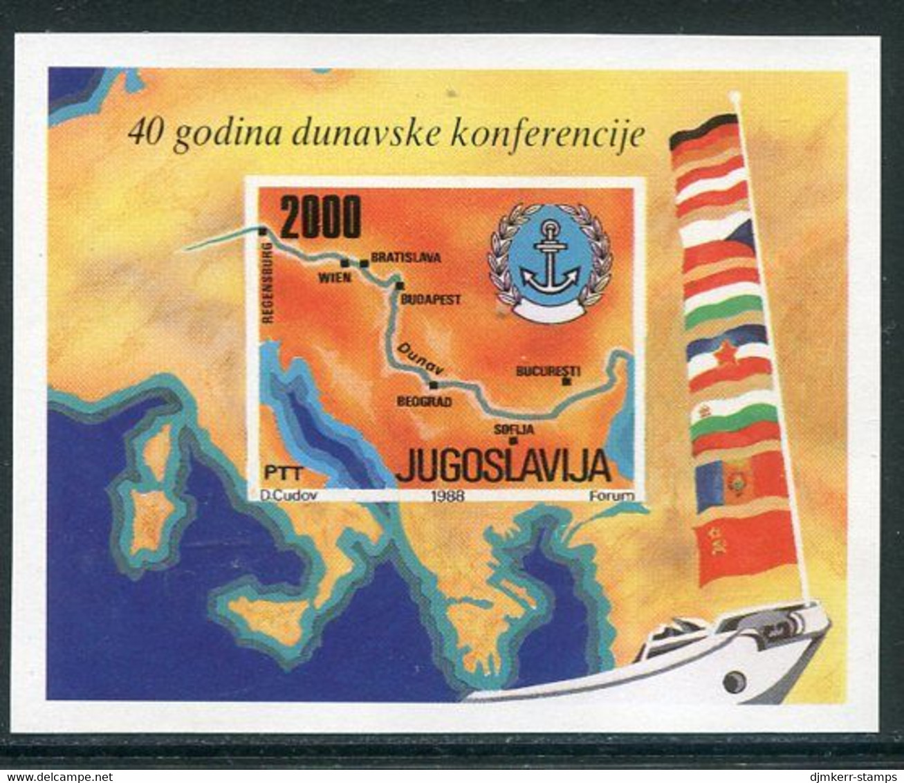 YUGOSLAVIA 1988 Danube Conference Block MNH / **.  Michel Block 33 - Ungebraucht
