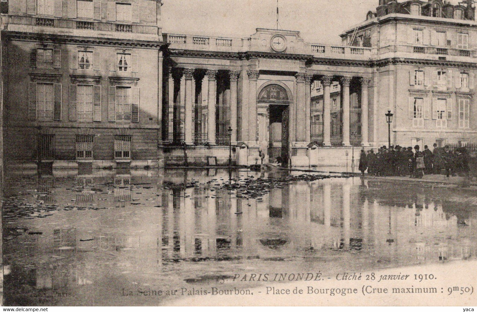 Paris Inondé 1910  La Seine Au Palais Bourbon Place De Bourgogne - Inondations