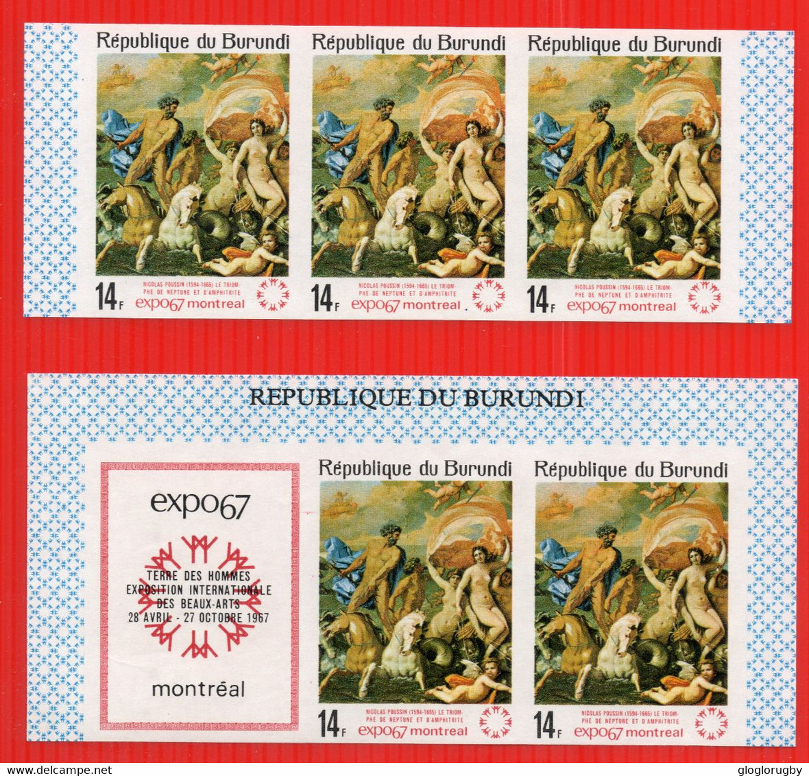 Burundi - EXPOSITION MONTREAL 1967  NICOLAS POUSSIN    Imperforated -NON DENTELES , TB ** LUXE Et  RARE - 1967 – Montreal (Kanada)