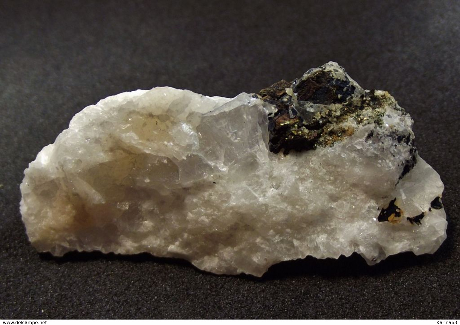 Covelite With Chalcopyrite On Quartz ( 4.5 X 2 X 2 Cm) - Grube Clara - Wolfach - Germany - Minéraux