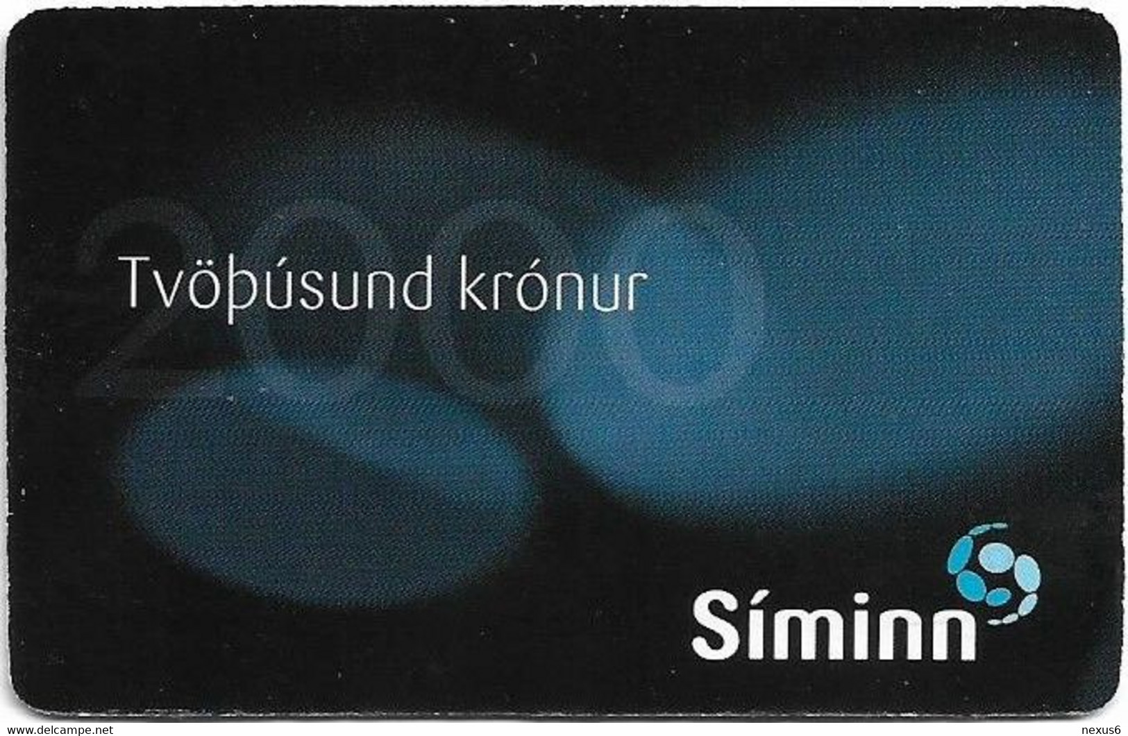 Iceland - Siminn - Tvö þúsund Krónur, Black, GSM Refill 2.000Kr, Used - Islanda