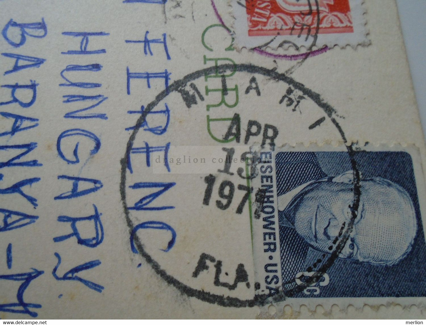 D187107  USA Miami Beach - Cancel Miami Florida  T.NY - Postage Due - Hungary  20+80 Fillér Porto Stamps  Pécs  1971 - Portomarken