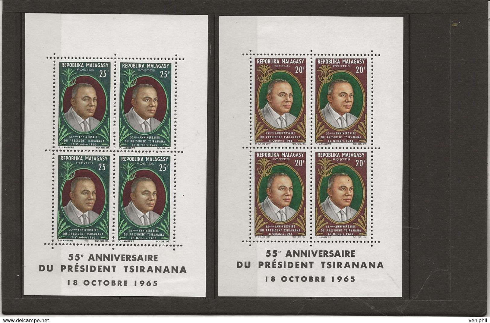 MADAGASCAR - BLOC FEUILLET N° 3 ET 4  NEUF SANS CHARNIERE ANNEE 1965 - Madagascar (1960-...)