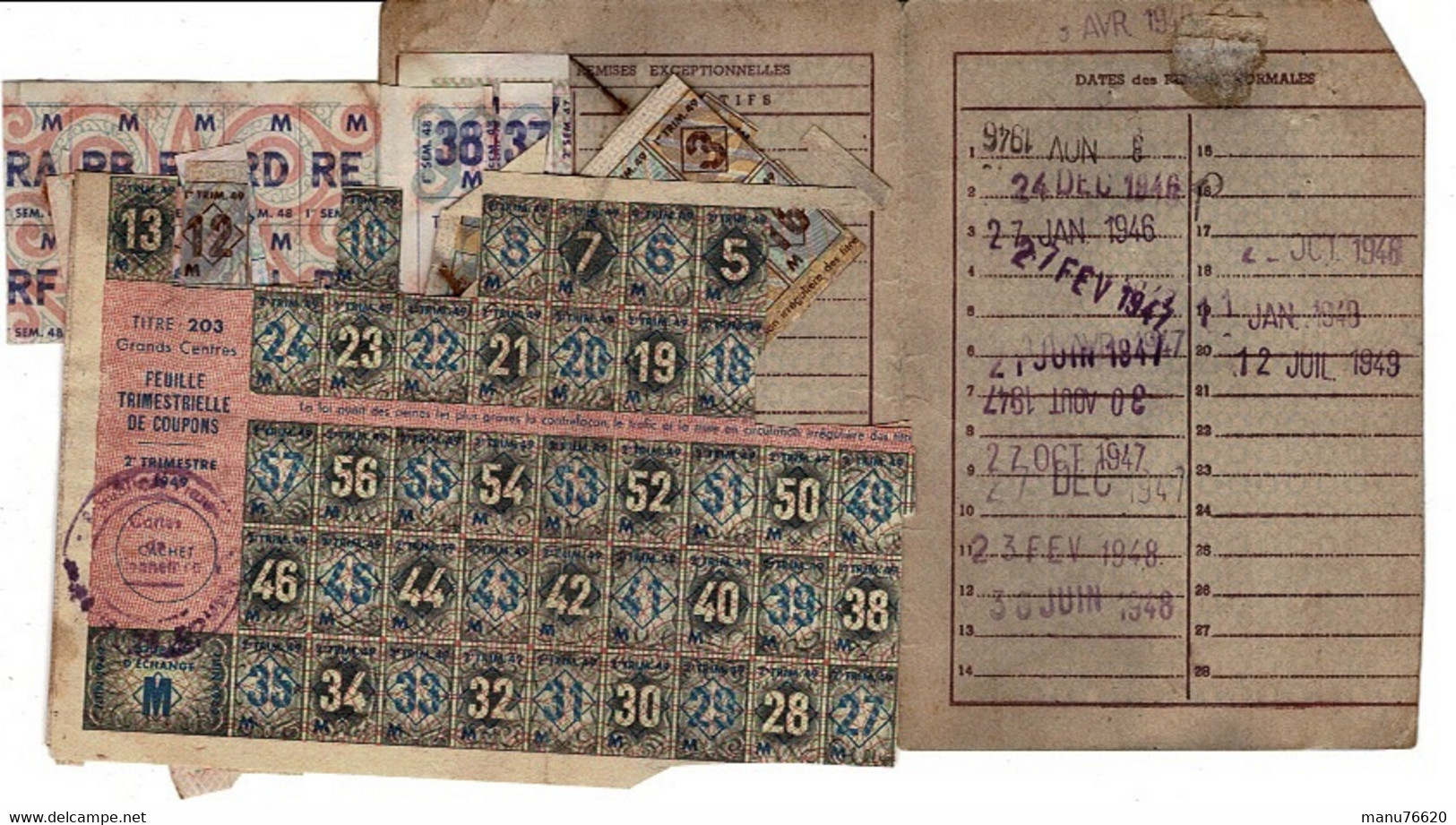 TICKETS DE RATIONNEMENT: Carnet  1946 BRIERE Odette Né HOUQUETOT, Tampon De Rouen . - Historical Documents