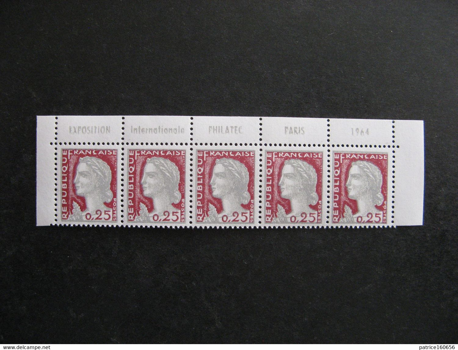 A). TB Bande De 5 Avec Texte Complet Du N° 1263c, Neuve XX. Avec PUB Supérieure " PHILATEC ". - Unused Stamps