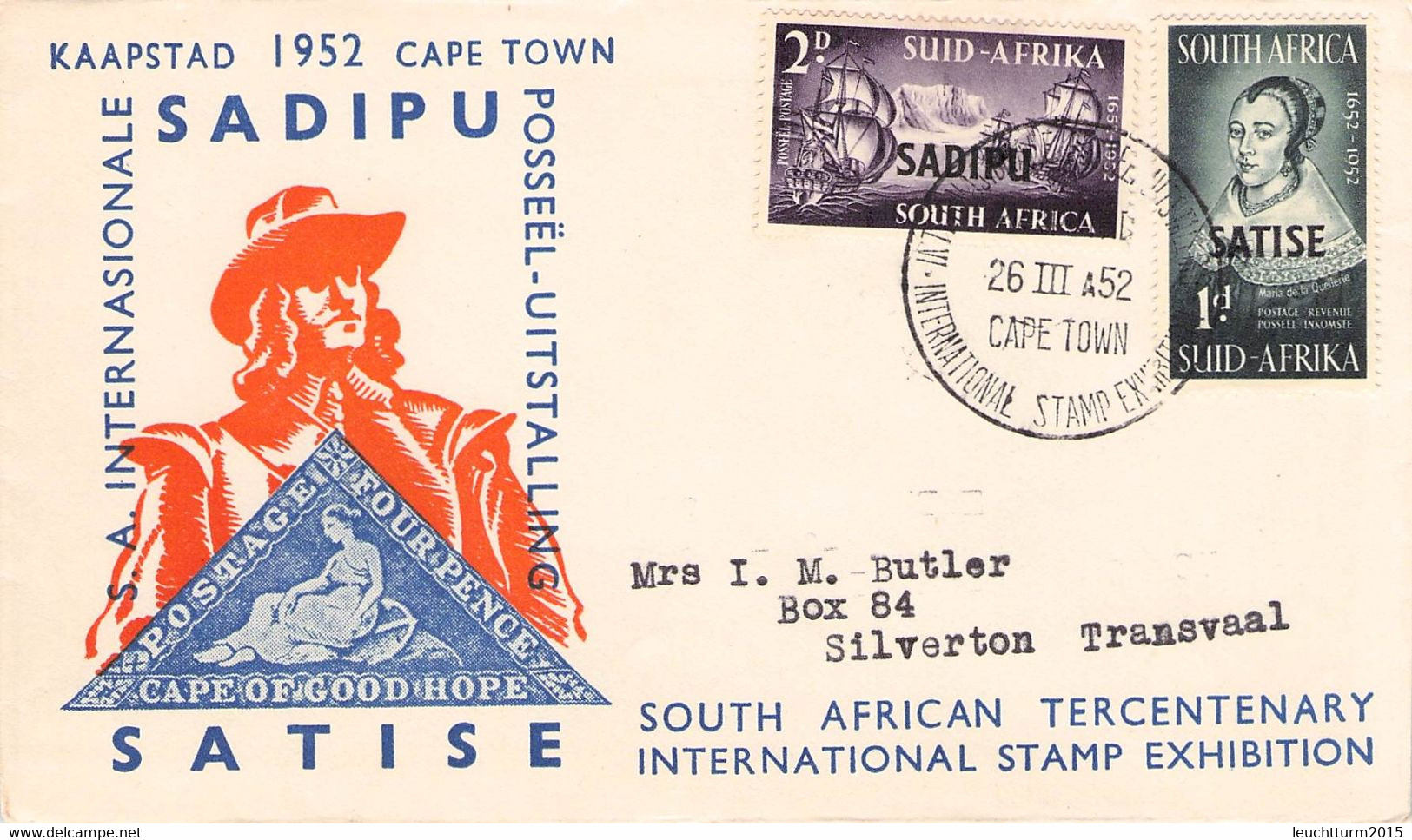SOUTH AFRICA - FDC 1952 SOUTH AFRICAN STAMP EXHIBITION #229-230 / ZM86 - FDC