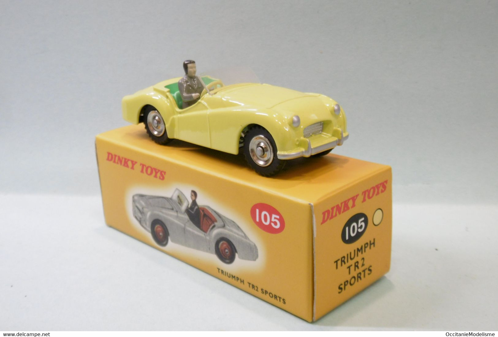 Dinky Toys / Atlas - TRIUMPH TR2 SPORTS Jaune Réf. 105 Neuf NBO 1/43 - Dinky