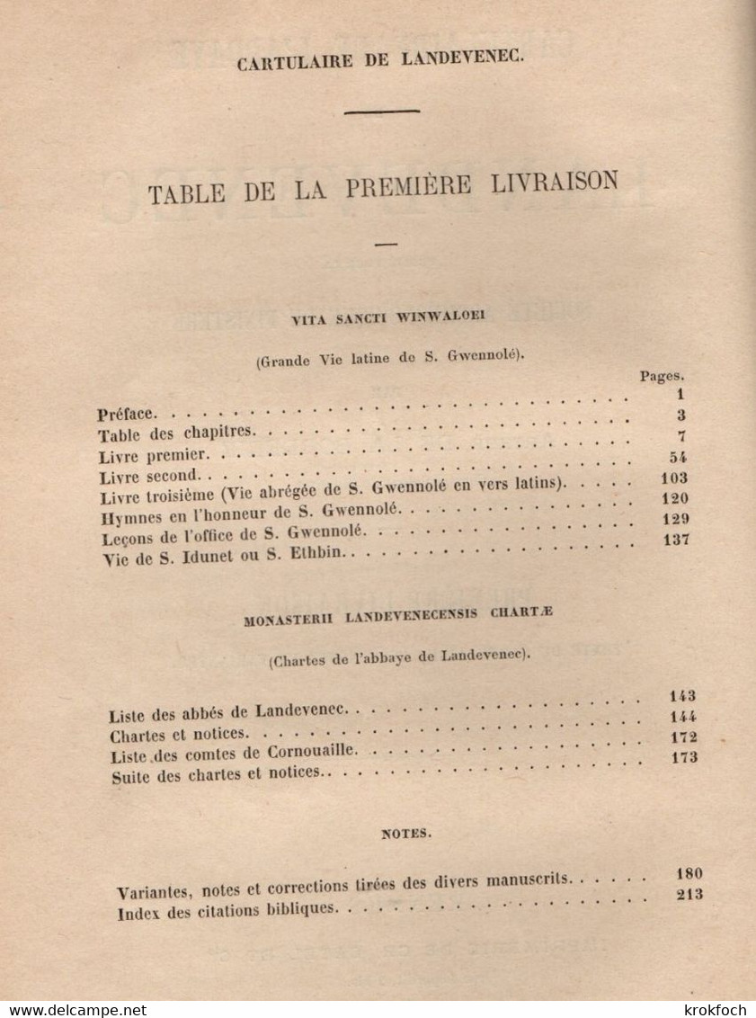 Cartulaire De Landévennec 1888 + Histoire Cornouailles 1911 - Relié Cuir & Carton En Un Vol. - De La Borderie & Latouche - Bretagne