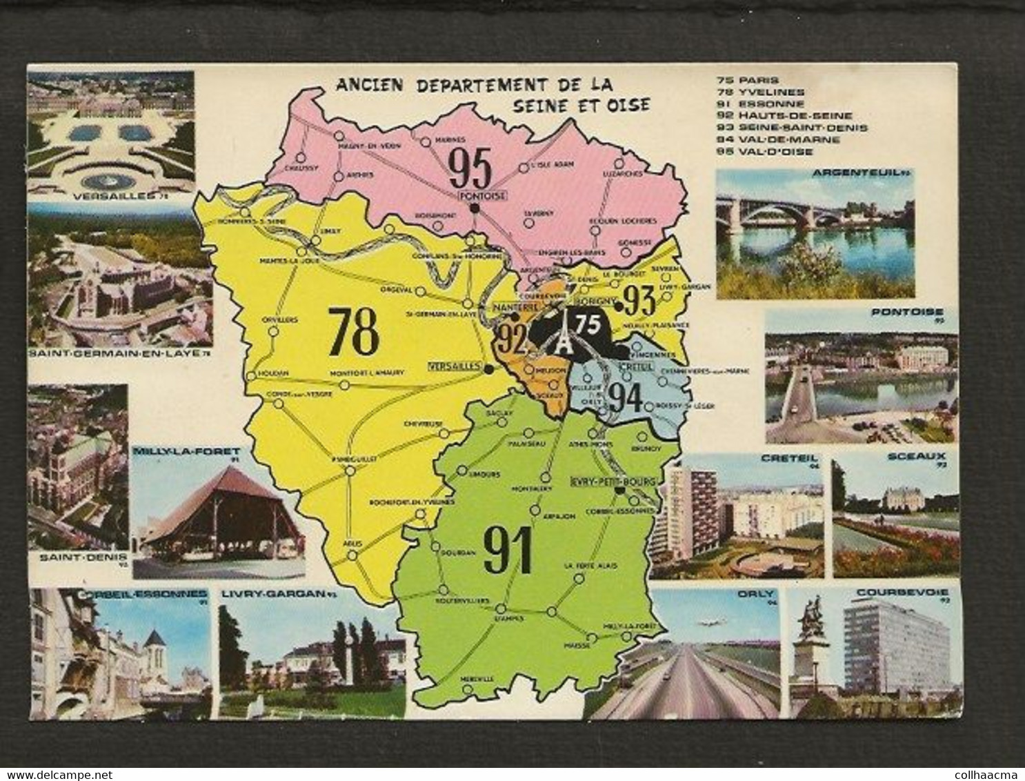 Carte Géographique Ancien Département De La Seine Et Oise 78 91 92 93 94 95   ( éditions Combier CIM   )   12 Vues - Cartes Géographiques