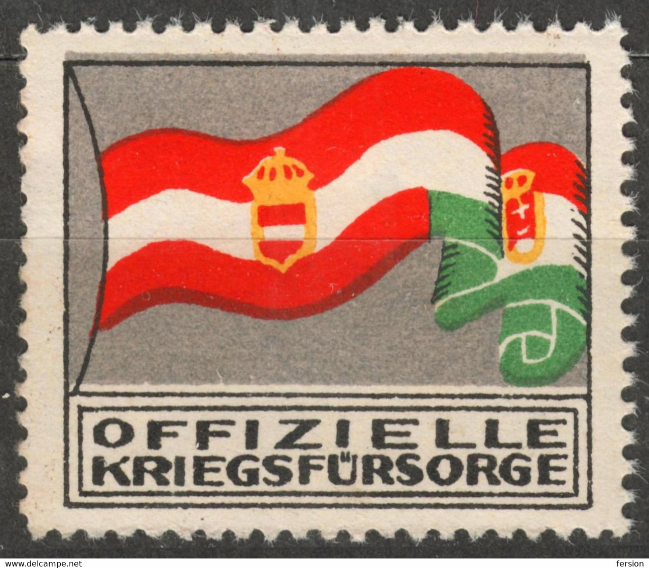 Flag Austria Hungary WW1 WAR Austro-Hungarian Empire KuK Kriegsfürsorge Military WAR Aid LABEL CINDERELLA VIGNETTE - Otros & Sin Clasificación