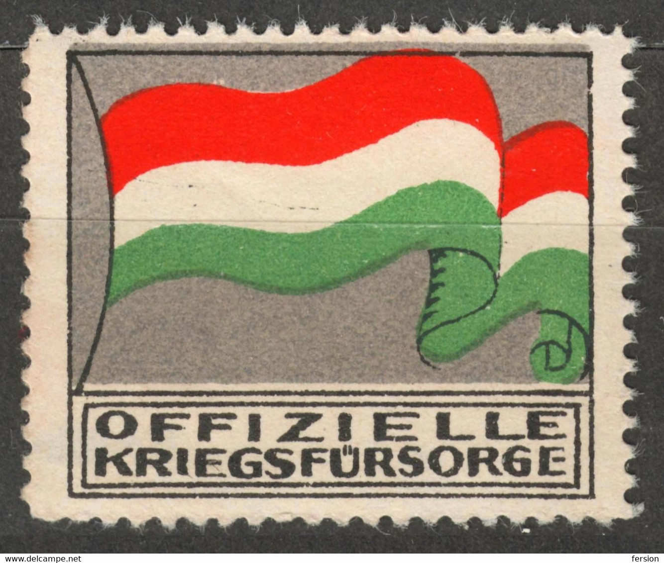 FLAG Hungary WW1 WAR Austro-Hungarian Empire KuK Kriegsfürsorge Military WAR Aid LABEL CINDERELLA VIGNETTE - Otros & Sin Clasificación