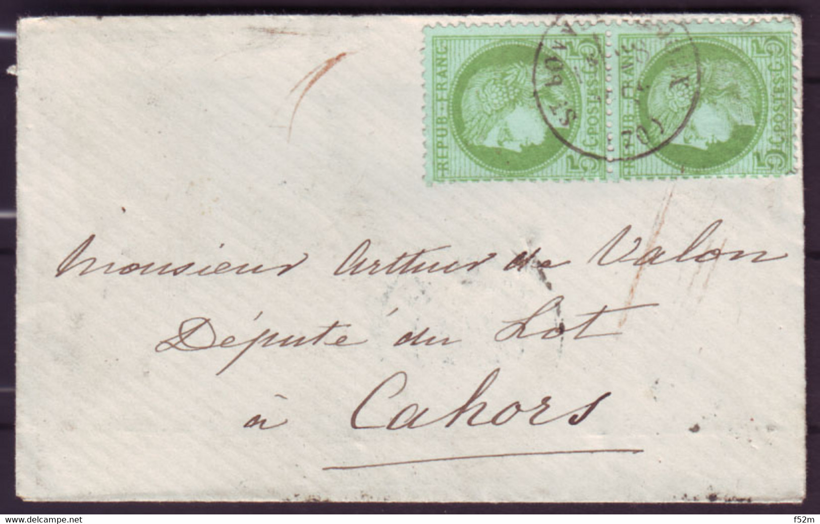 SAONE ET LOIRE - LSC - Tàd T16 St BONNET De JOUX Sur Paire N° 53 (Tarif Enveloppes Ouvertes) Pour Cahors (Lot) - 1849-1876: Periodo Clásico