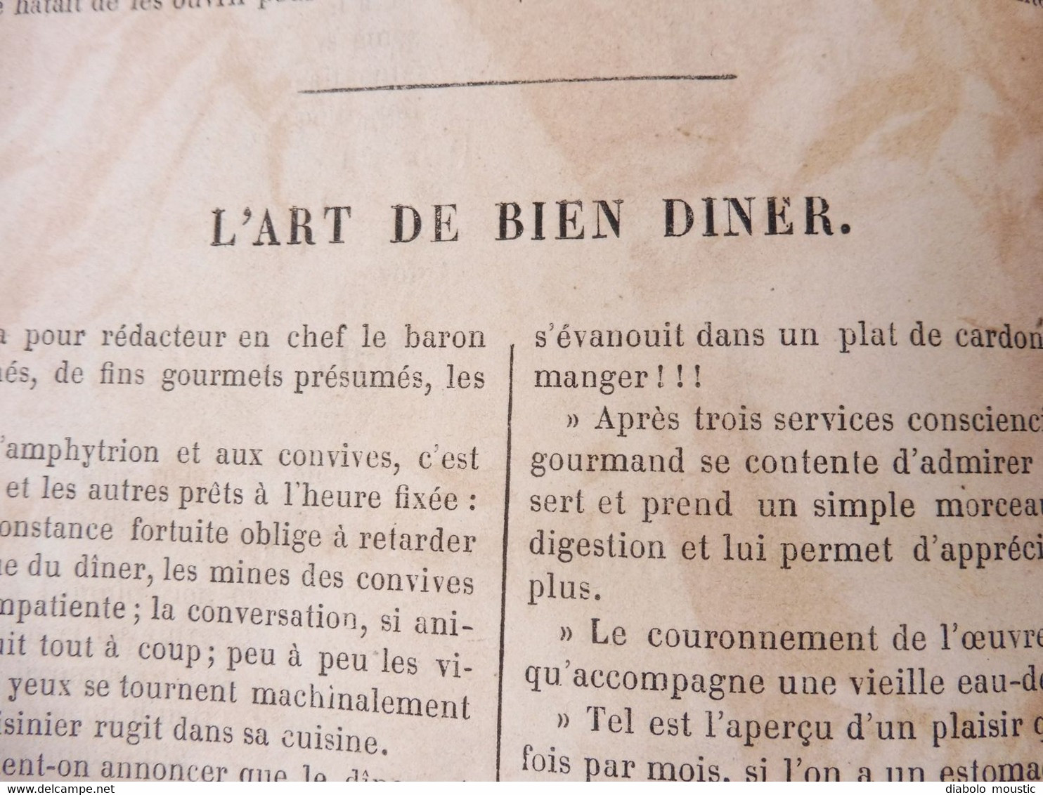 1866 MMM n° 21 : Grav. Mode de J. David ; Divers ( Le banquet des hippophages  , L'art de bien diner,  Etc )