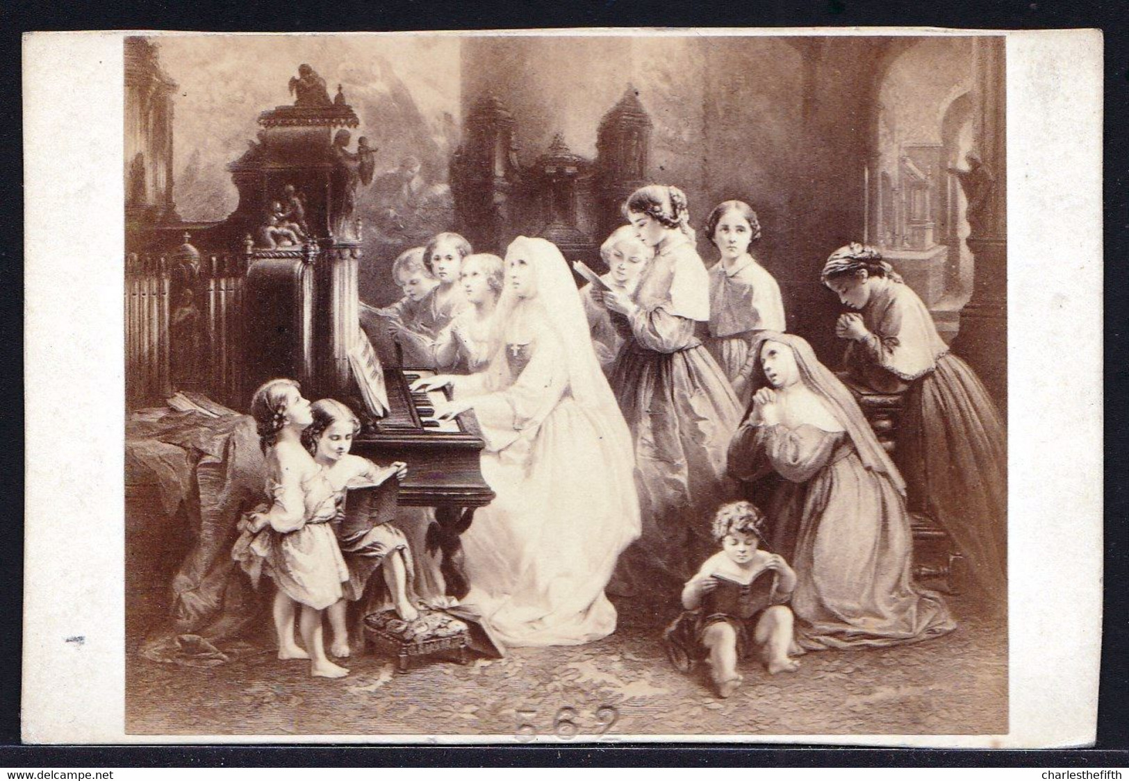 Vers 1875 PHOTO CDV GOUPIL - Dévotion - Enfants Et Soeur Sur Orgue - Rare ! - Oud (voor 1900)