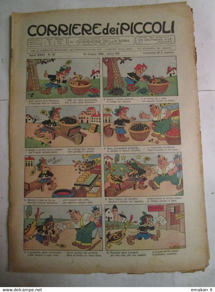 # CORRIERE DEI PICCOLI N 25 / 1934 BALILLA PAOLINO RAMPINI DI FONTECCHIO L'AQUILA - Corriere Dei Piccoli