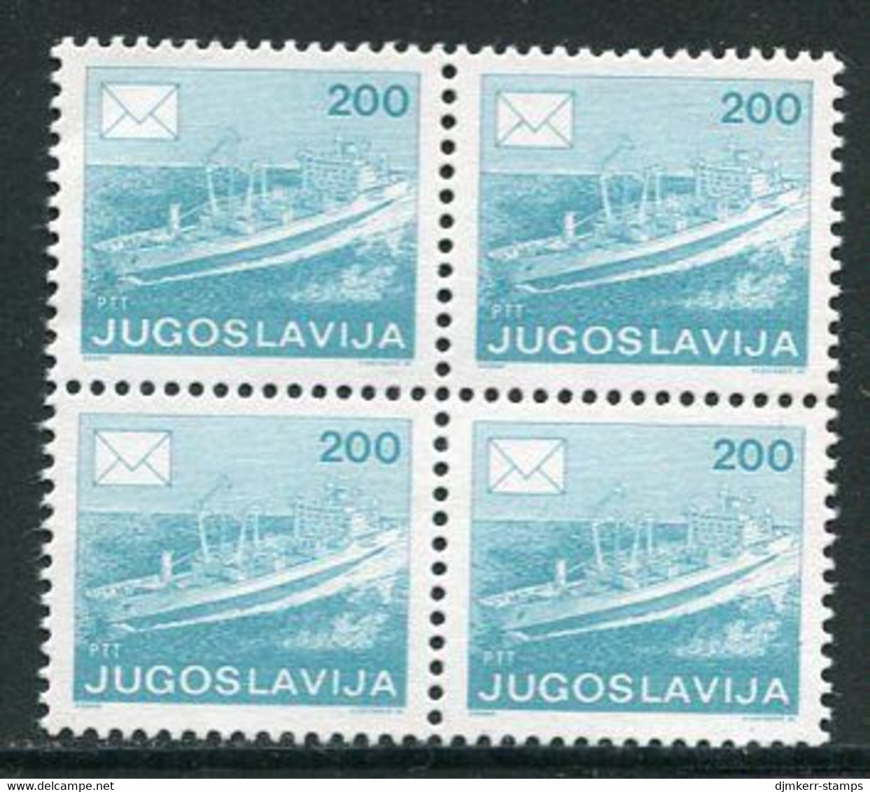 YUGOSLAVIA 1986 (1989) Postal Services Definitive 200 D. Perforated 12½ Block Of 4 MNH / **.  Michel 2176D - Ungebraucht