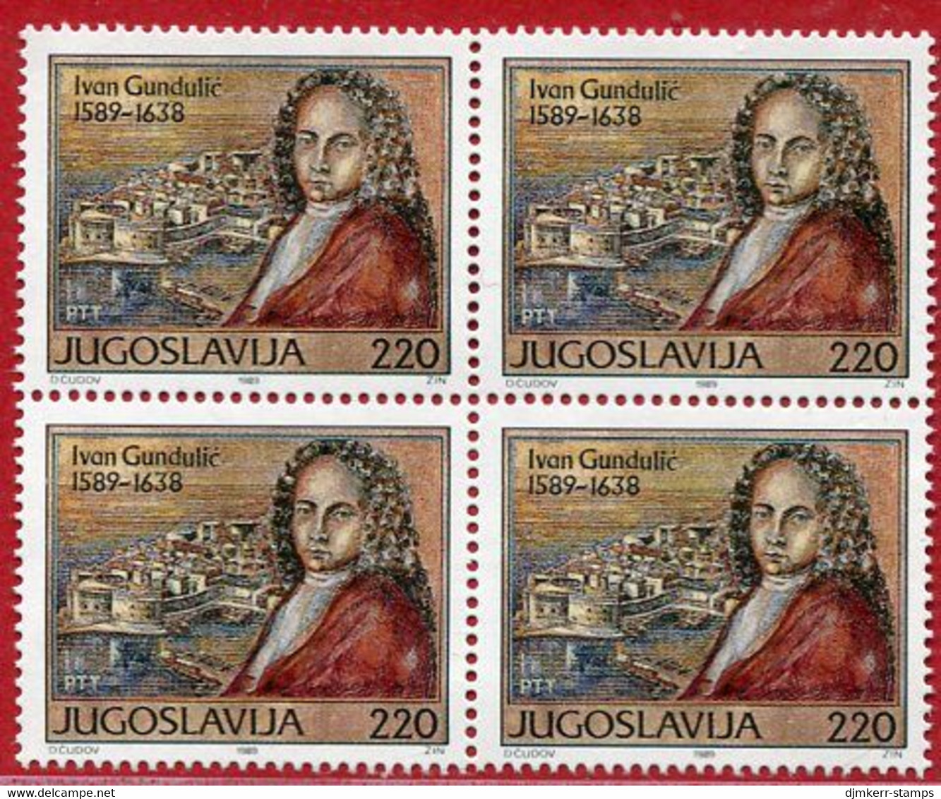 YUGOSLAVIA 1989 Gundulić Quatercentenary Block Of 4 MNH / **.  Michel 2326 - Ongebruikt