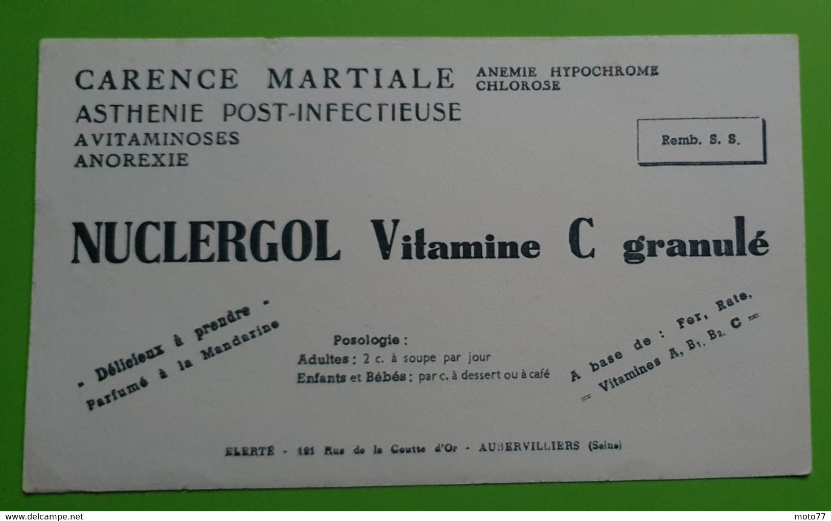 Buvard 1010 - Laboratoire Elerté - NUCLERGOL - Etat D'usage : Voir Photos- 21x12 Cm Environ - Vers 1950 - Produits Pharmaceutiques