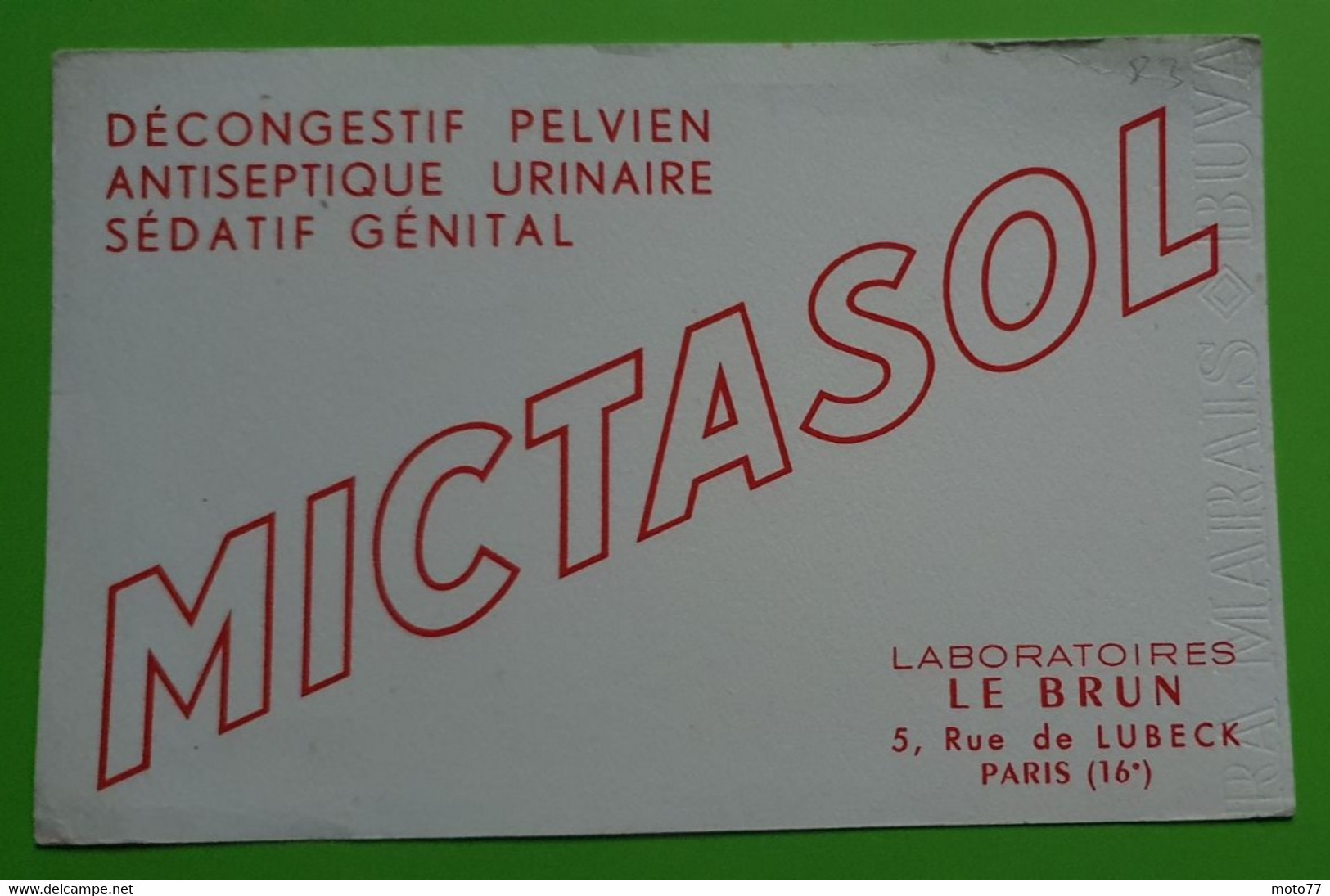 Buvard 1013 - Laboratoire Le Brun - MICTASOL - Etat D'usage: Voir Photos- 21x13.5 Cm Environ - Vers 1950 - Produits Pharmaceutiques
