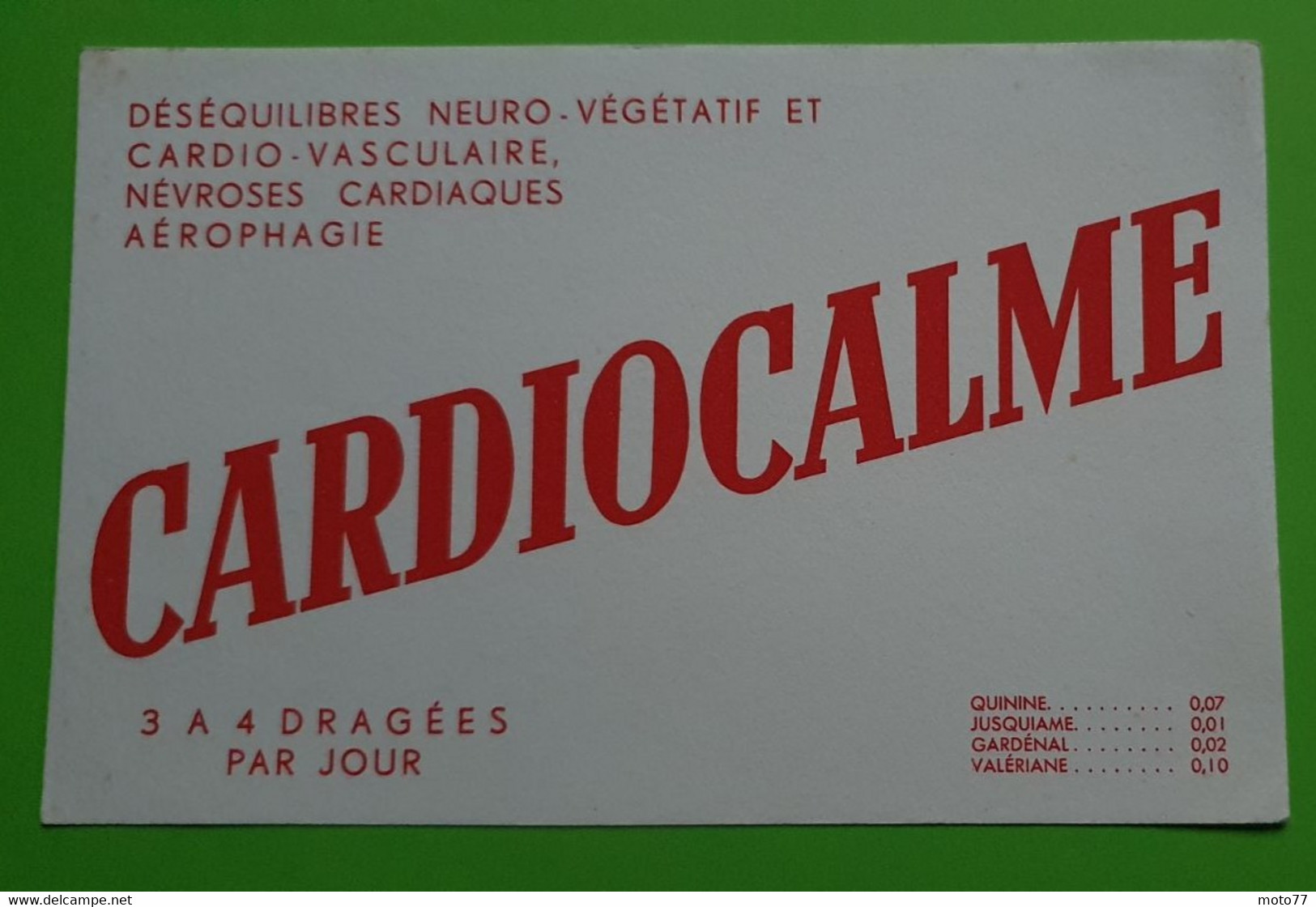 Buvard 1015 - Laboratoire - CARDIOCALME - Etat D'usage: Voir Photos- 21x13.5 Cm Environ - Vers 1950 - Produits Pharmaceutiques