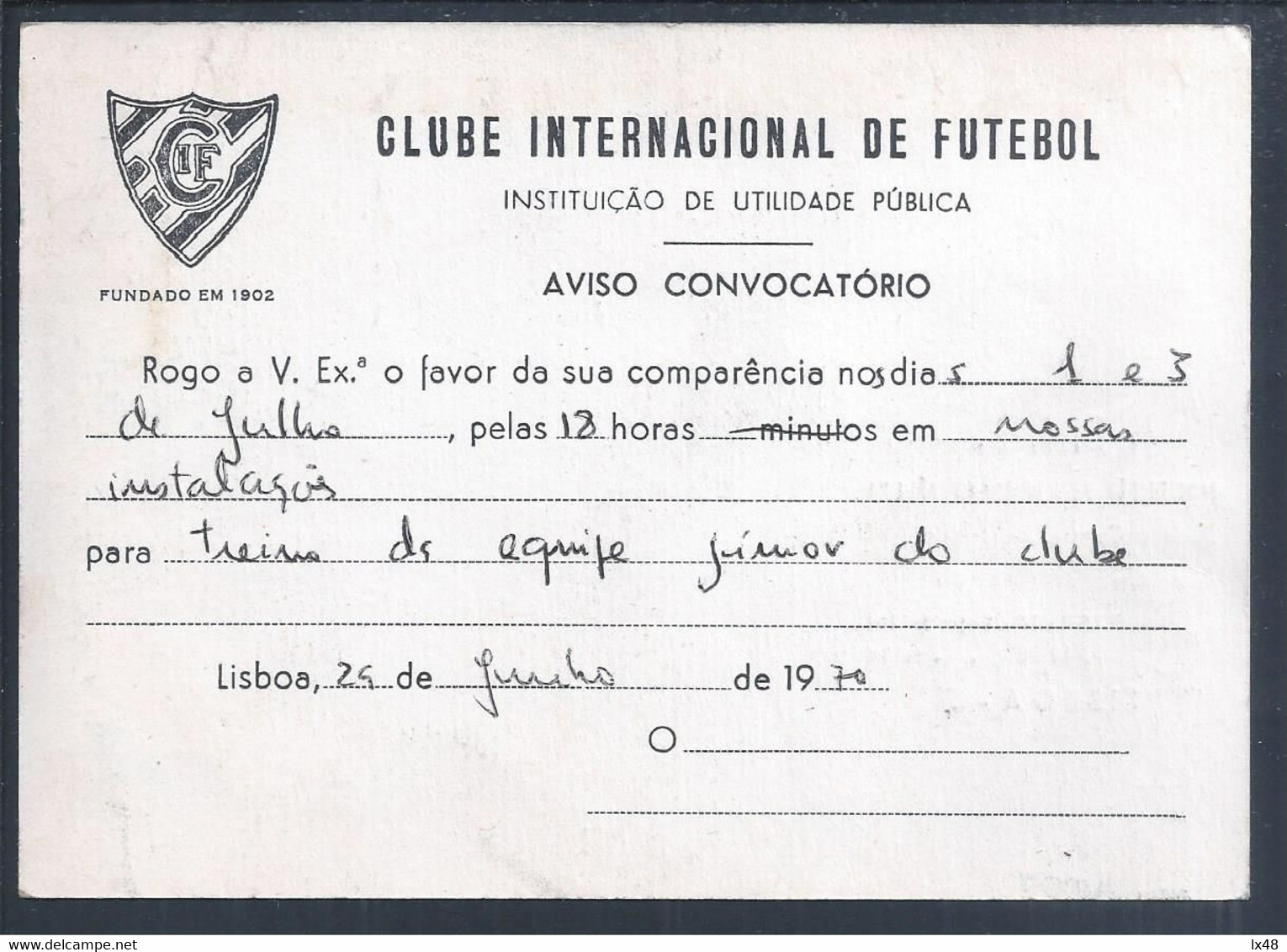 Postal Stationery Repicado Do CIF - Clube Internacional De Futebol De 1970. Soccer. Football. Fußball. Voetbal. Calcio - Ganzsachen