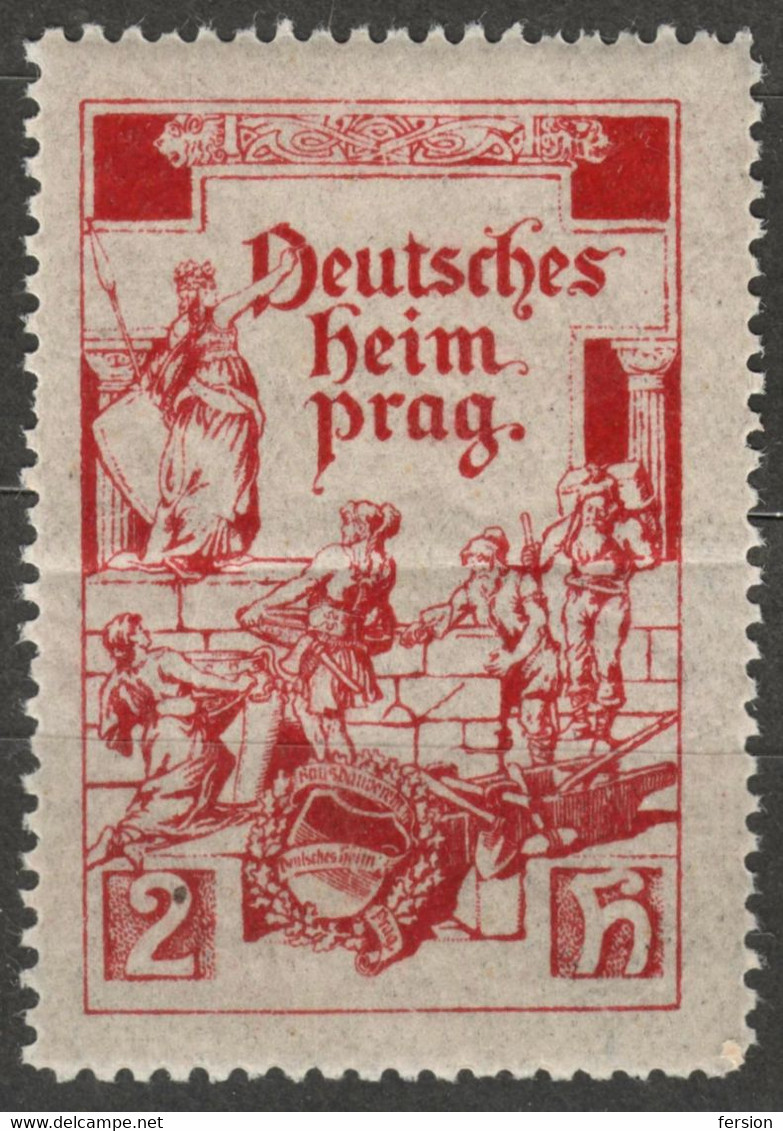 Prague Deutsches Heim  PRAG Praha Czechoslovakia Czehia Bohemia GERMANY AUSTRIA CINDERELLA LABEL VIGNETTE - ...-1918 Vorphilatelie