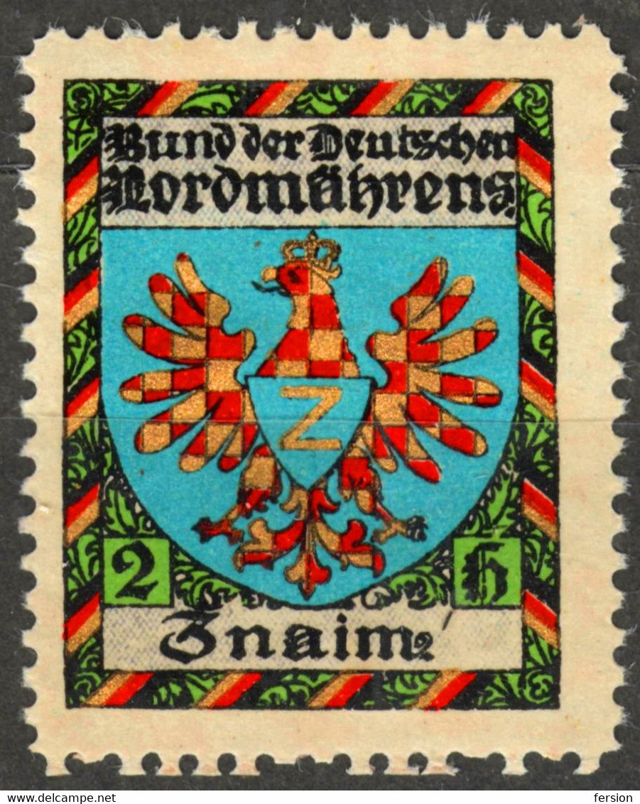 ZNAIM Znojmo Czehia Bohemia Bund Der Deutschen Für Nordmährens Germany Austria  Label Cinderella Vignette GOLD Foil - ...-1918 Préphilatélie