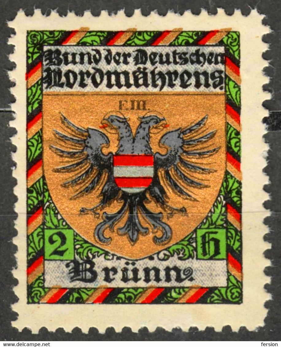 BRÜNN Brno Czehia Bohemia Bund Der Deutschen Für Nordmährens Germany Austria  Label Cinderella Vignette GOLD Foil - ...-1918 Prefilatelia