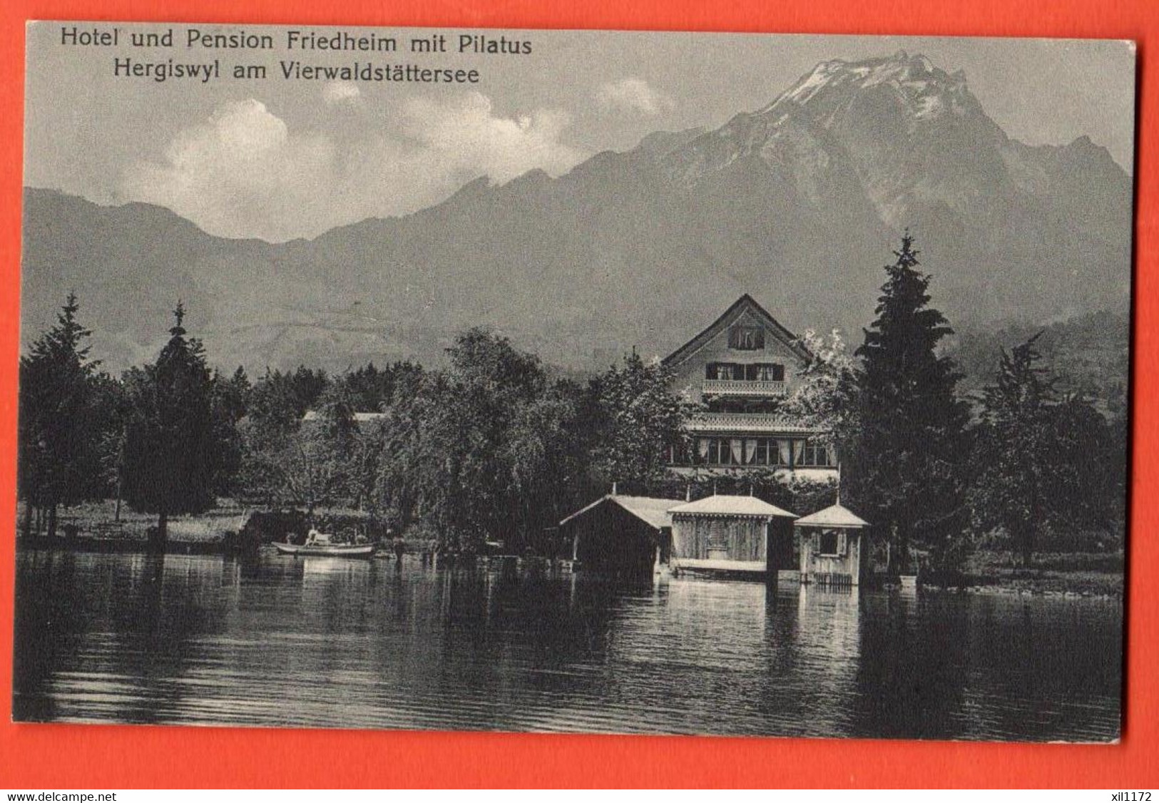 NAB-22  Hotel Pension Friedheim Mit Pilatus  Hergiswyl  Hergiswil  .  Gelaufen 1925 - Hergiswil