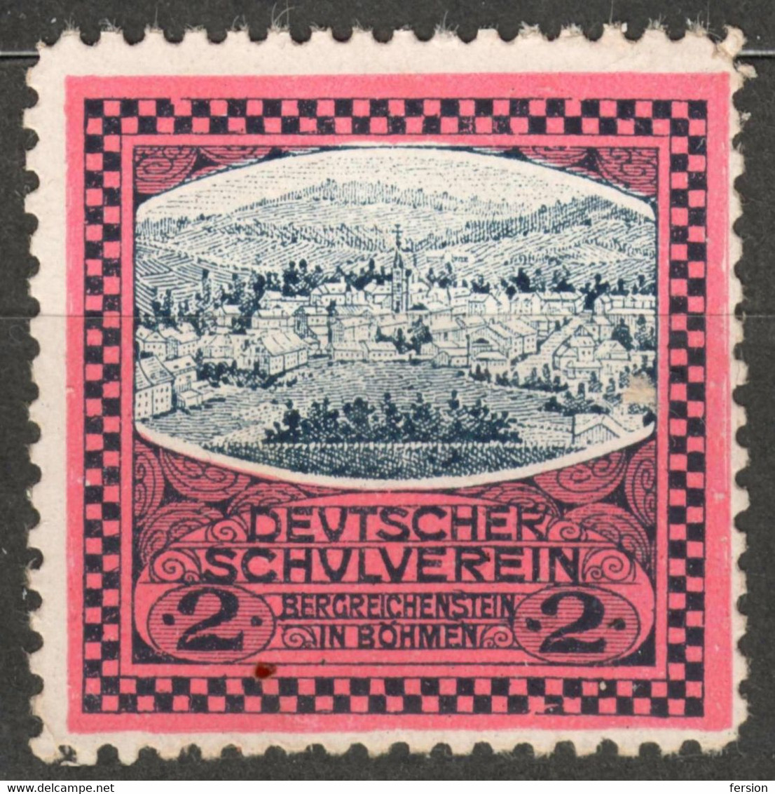 Kašperské Hory Bergreichenstein Czechia BÖHMEN Germany Austria Label Cinderella Vignette SCHOOL Deutscher Schulverein - ...-1918 Prefilatelia