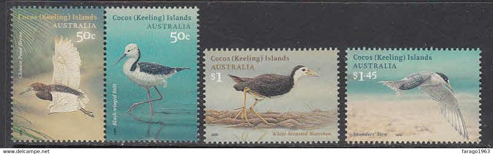 2008 Cocos (Keeling) Islands Shore Birds Oiseaux   Complete Set Of 4 MNH - Cocos (Keeling) Islands