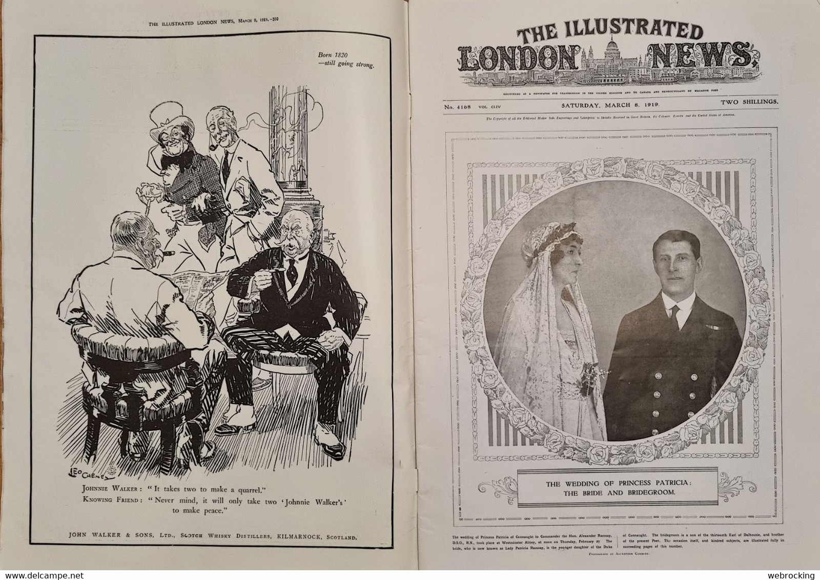 Complete Vintage Magazine - The Illustrated London News - March 8, 1919 - The Wedding Of Princess Patricia - Europe