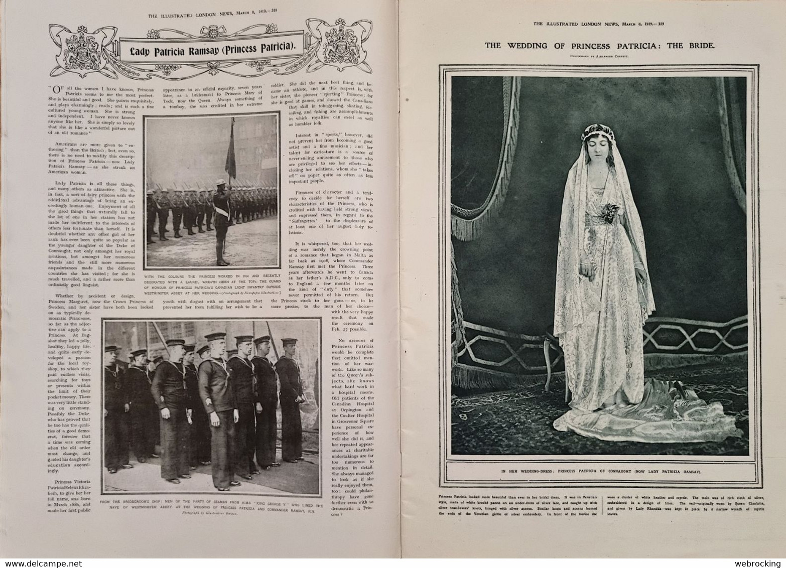 Complete Vintage Magazine - The Illustrated London News - March 8, 1919 - The Wedding Of Princess Patricia - Europa