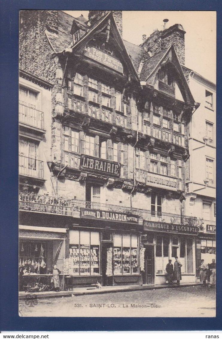 CPA Commerce Devanture Magasin Shop Circulé Saint Lo Librairie Presse Deltiology - Geschäfte