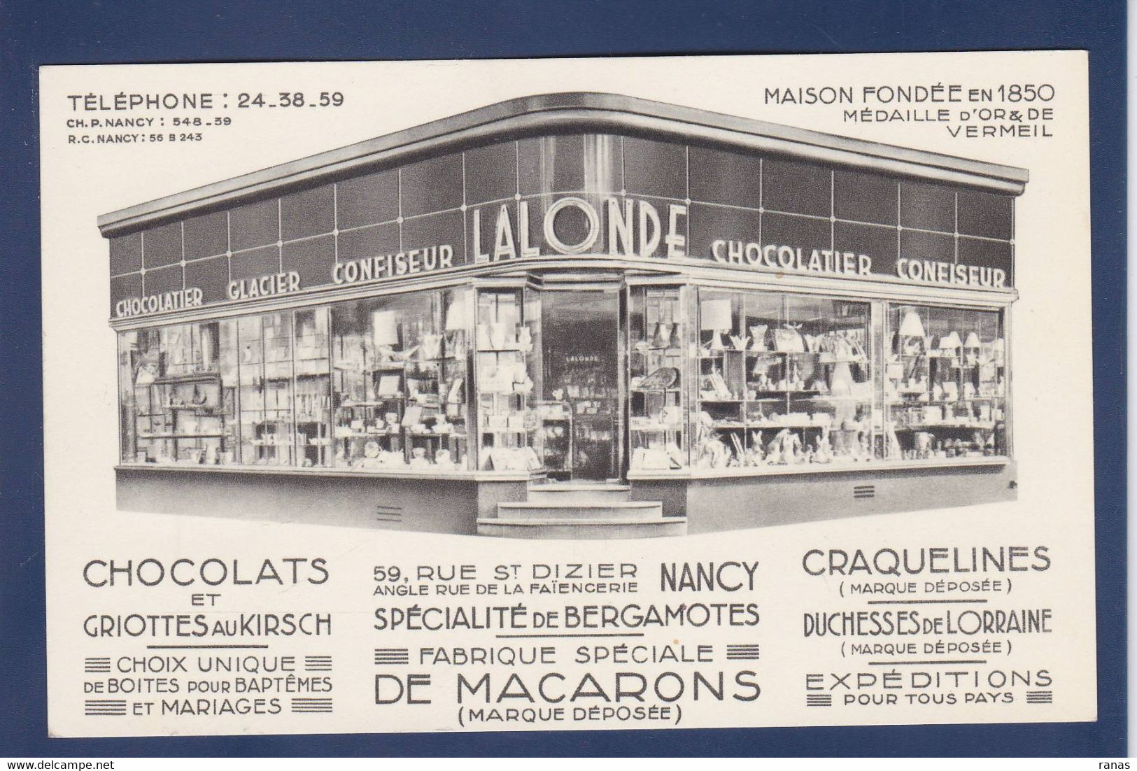 CPA Commerce Devanture Magasin Shop Non Circulé Nancy Chocolat - Shops