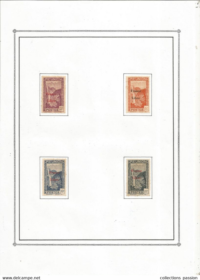 TIMBRE , Neuf , Sur Charnière, REUNION, Surcharge France Libre, LOT DE 4 TIMBRES, 2 Scans, Frais Fr 1.65 E - Nuovi