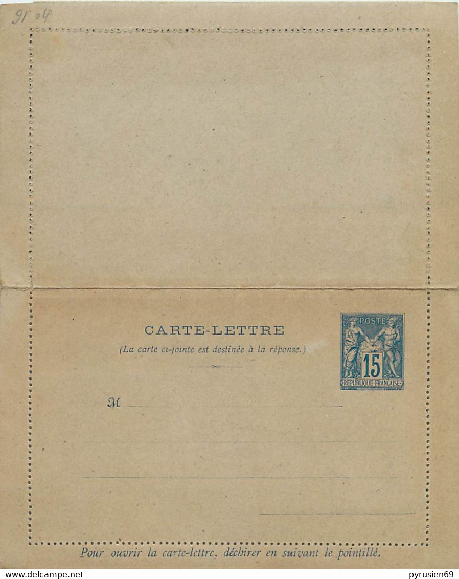 TRES  BELLE CARTE LETTRE AVEC REPONSE PAYEE AU TYPE " 15 Cmes SAGE BLEU " - 1894-PIQUAGE C - Tarjetas Cartas