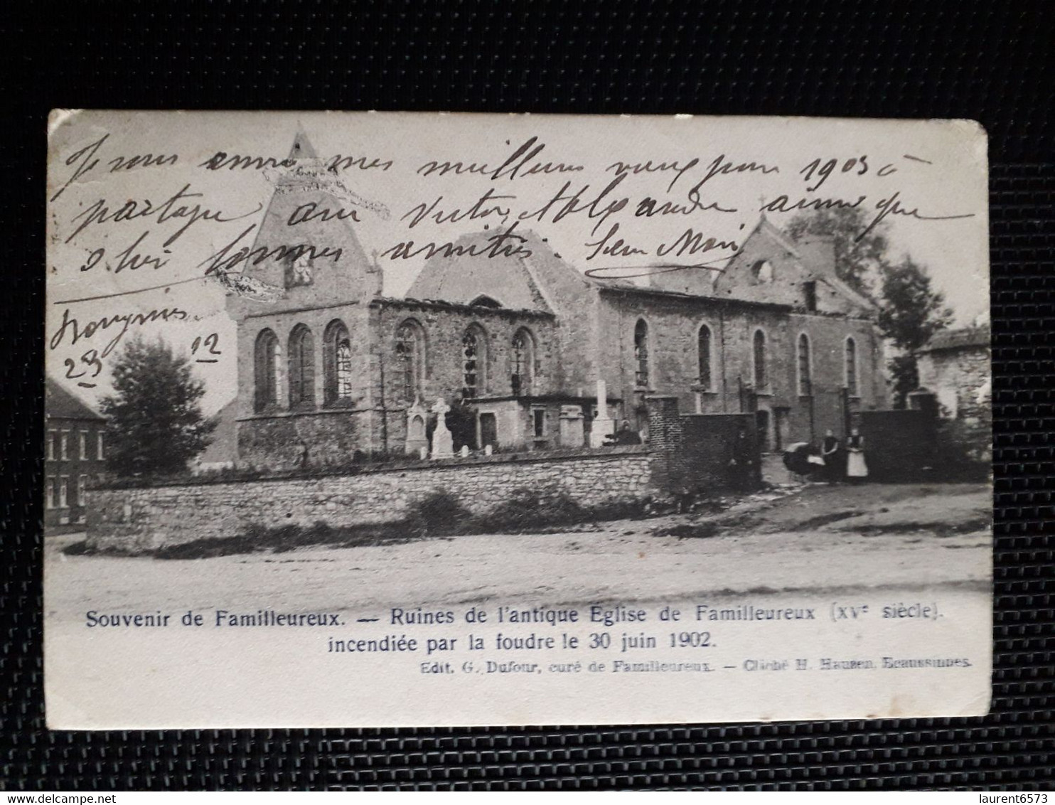 Jeu Postal De Familleureux, Ruines De L'antique église De Familleureux, 30 Juin 1902 - Seneffe