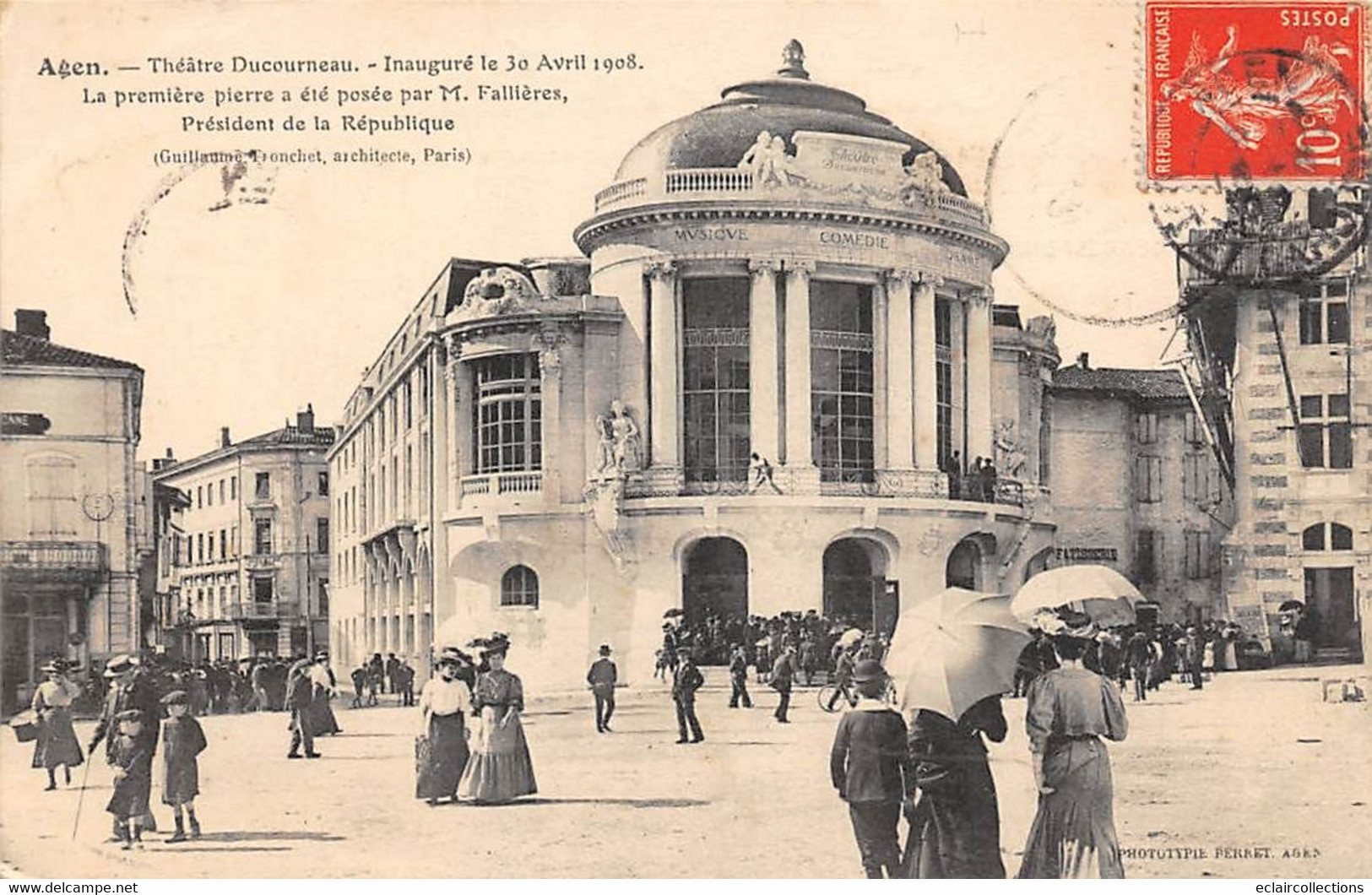 Agen       47       Théâtre Ducourneau  Inauguré 30 Avril 1908 . Pdt Fallières    (voir Scan) - Agen