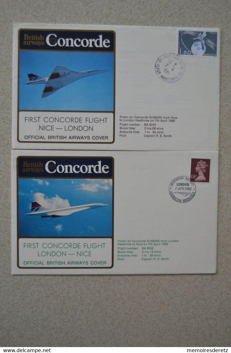 Avion CONCORDE - First Flight LONDON NICE 07/04/1980 Londres Nice Premier Vol Et Retour - Concorde