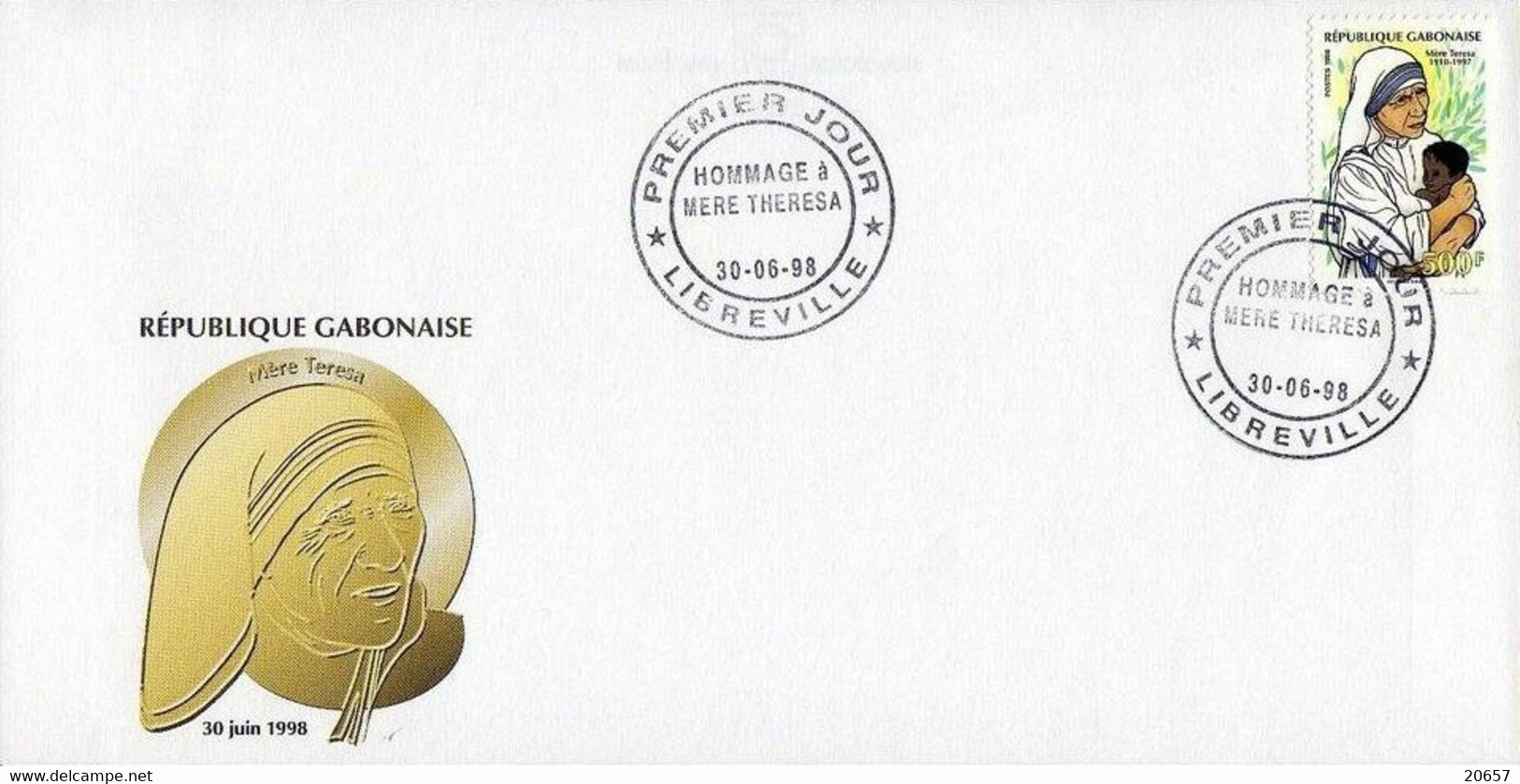 GABON 0963 Fdc Mére Teresa, Sainte, Prix Nobel De La Paix 1979 - Mère Teresa