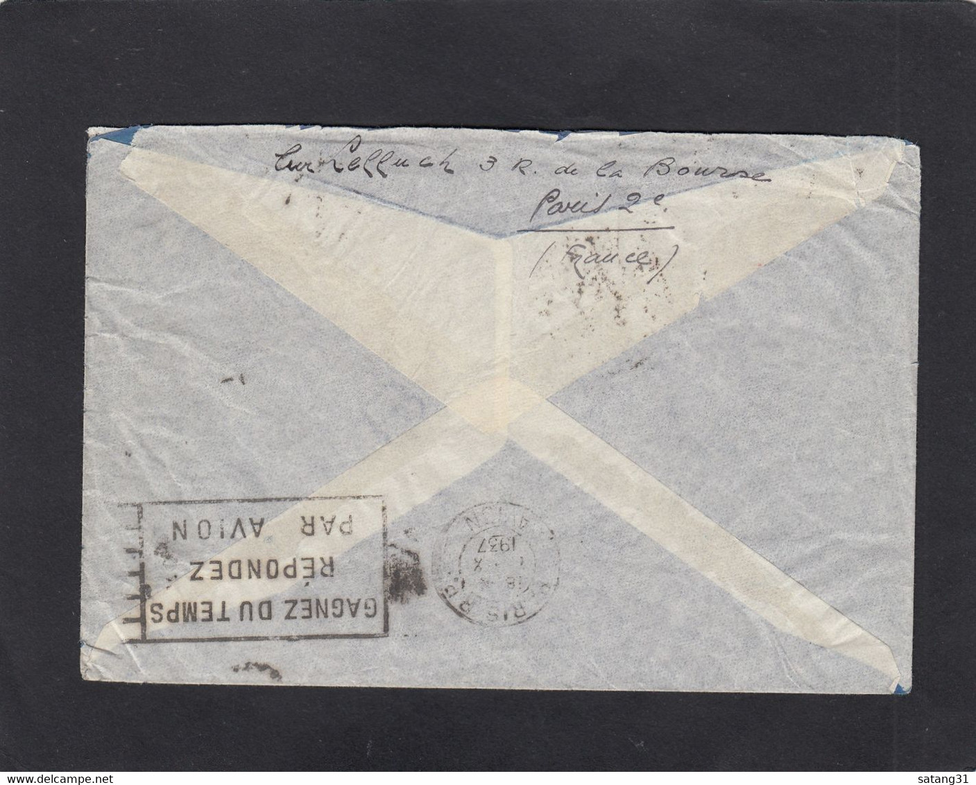 LETTRE PAR AVION DE PARIS,AVEC E.A. PA NO 11, POUR HOLLYWOOD,USA.1937 - 1927-1959 Covers & Documents