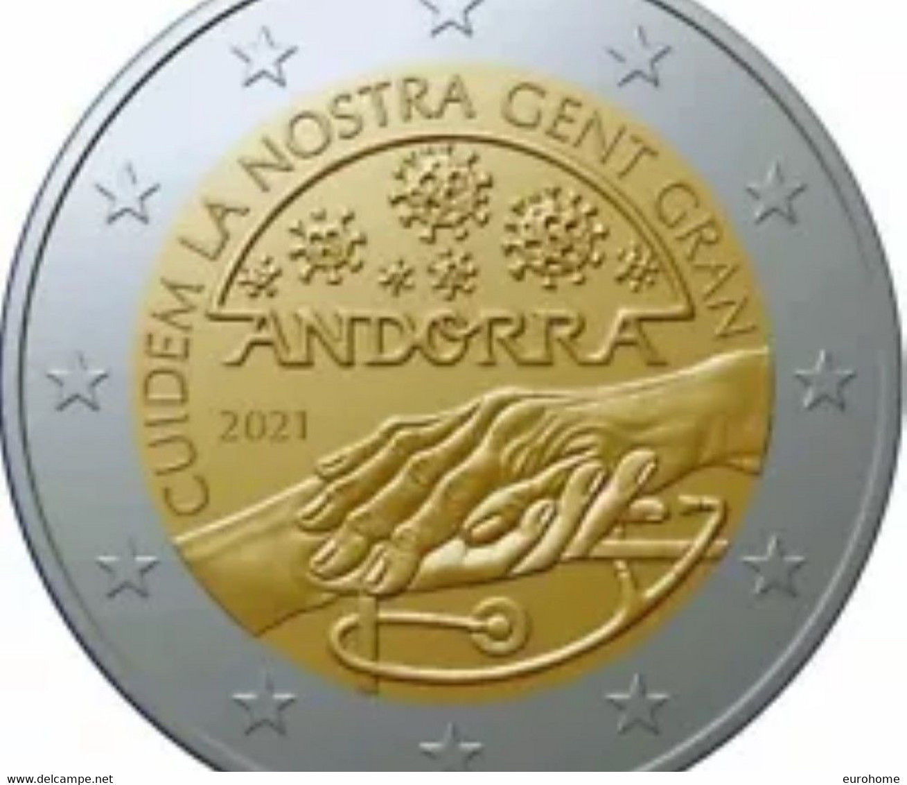 Andorra 2021  2 X 2 Euro Commemo  "Kroning Meritxell" + "Seniorenzorg"  UNC Uit De Coincard !! - Andorre