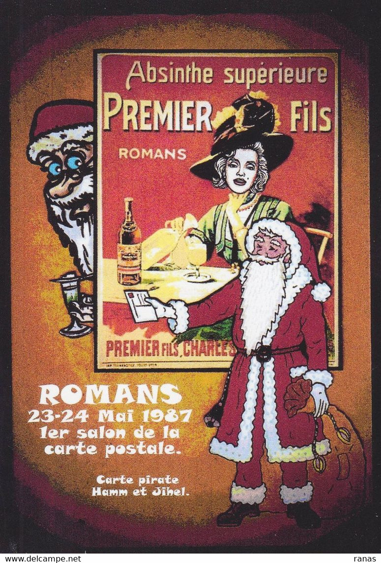 CPM Romans Tirage 30 Ex. Numérotés Signés Par JIHEL Satirique Père Noël Absinthe Premier Fils Salon Carte Postale - Romans Sur Isere