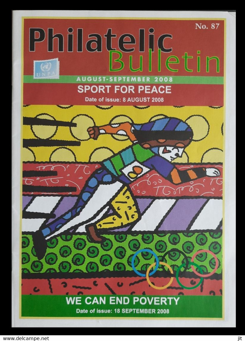 165.UNITED NATIONS 2008 USED PHILATELIC BULLETIN, SPORTS FOR PEACE. - Postzegelboekjes