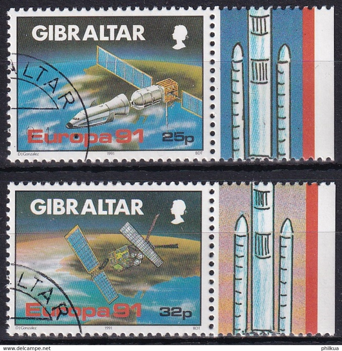 MiNr. 613 - 614  Gibraltar1991, 26. Febr. Europa: Europäische Weltraumfahrt - Europa