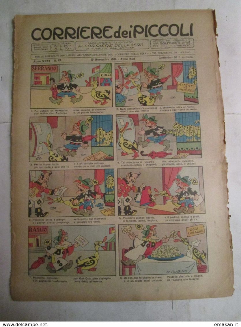 # CORRIERE DEI PICCOLI N 47 / 1934  PUBBLICITA' CIRIO - Corriere Dei Piccoli