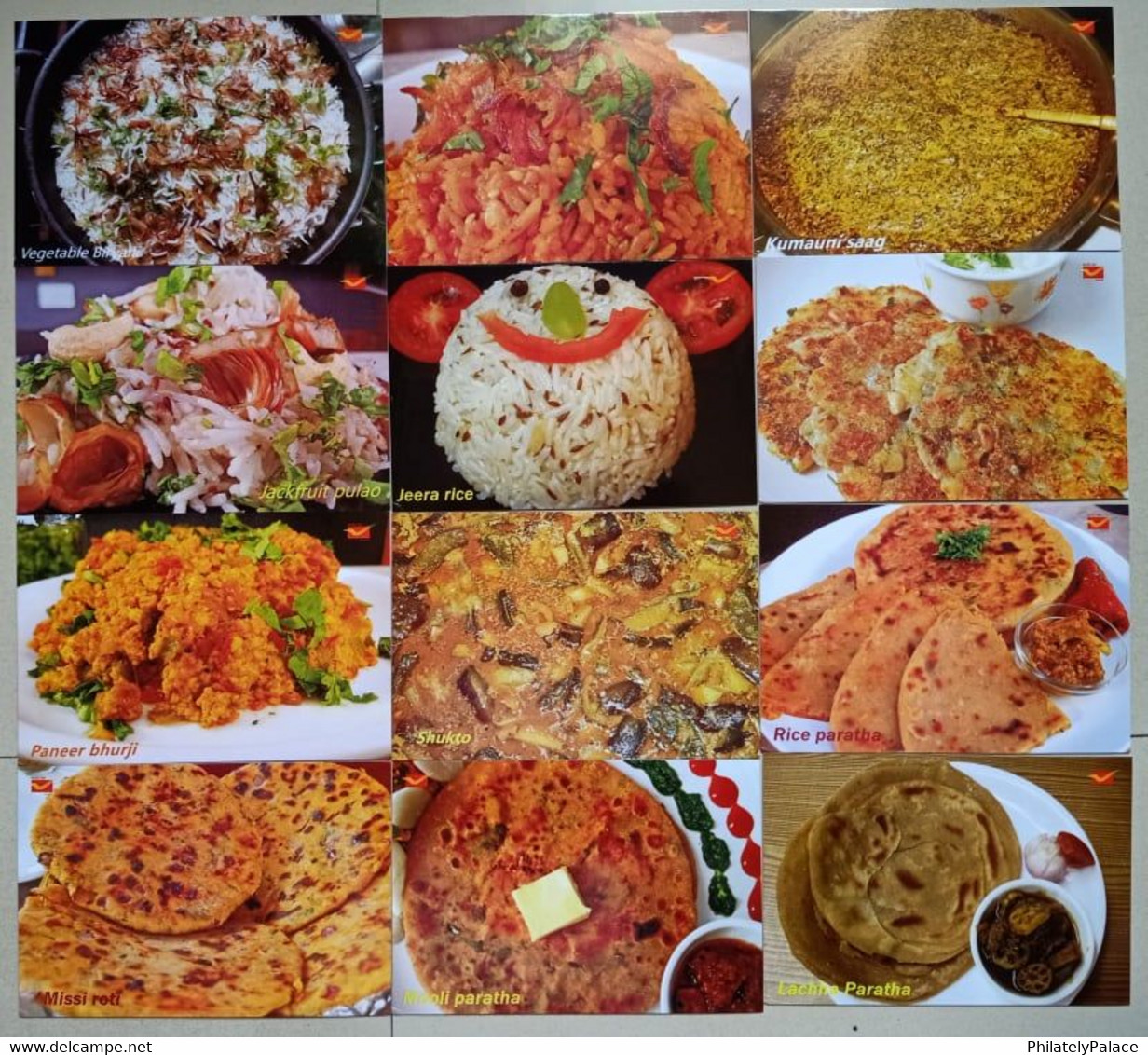 India 48 V Postcards Food, Dessert, Spice, Food, Curlinary Chef, Gastronomy,  Curry Cover GI Tag (**) Inde Indien - Brieven En Documenten